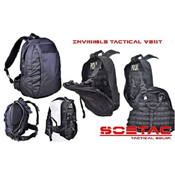 SOETAC Tactical Backpack 1 Cordura Molle System Bag Carrier Combat Army Gear Quick Release Military Invisible Tactical Vest Backpack (Black)