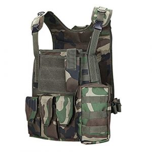 Armiya Airsoft Tactical Vest 1 Mens Molle Tactical Chest Rig Law Enforcement Work Vest Combat Condor Security Training Tool Triple Pouch for Outdoor Paintball CS Game Airsoft Climbing Hiking