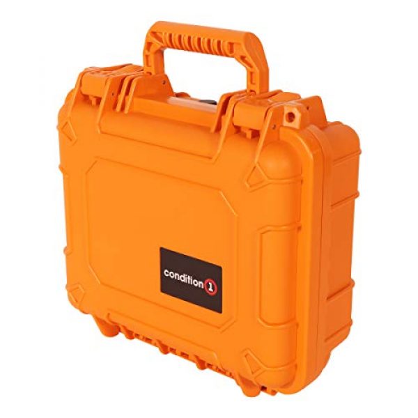 Condition 1 Pistol Case 5 Condition 1 Premium Dual Pistol Hard Case with Foam, Orange | 9" x 7" x 4" | Waterproof Case for Handgun and Mags | Pick and Pluck Foam | TSA Ready