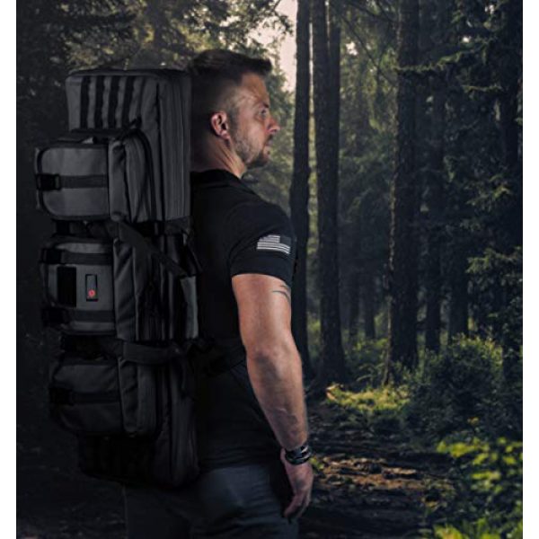 Tacticon Rifle Case 6 Double Rifle Bag | 2 Rifles + 2 Pistols Tuckable Backpack Straps | Combat Veteran Owned Company | Waterproof Padded Lockable Carbine or Long Gun Case
