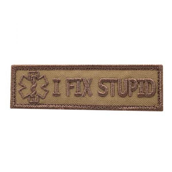 LEGEEON Airsoft Morale Patch 1 LEGEEON Coyote I Fix Stupid 1x3.5 EMS Medic Star of Life Medical Medic EMS Morale Tactical Fastener Cap Patch