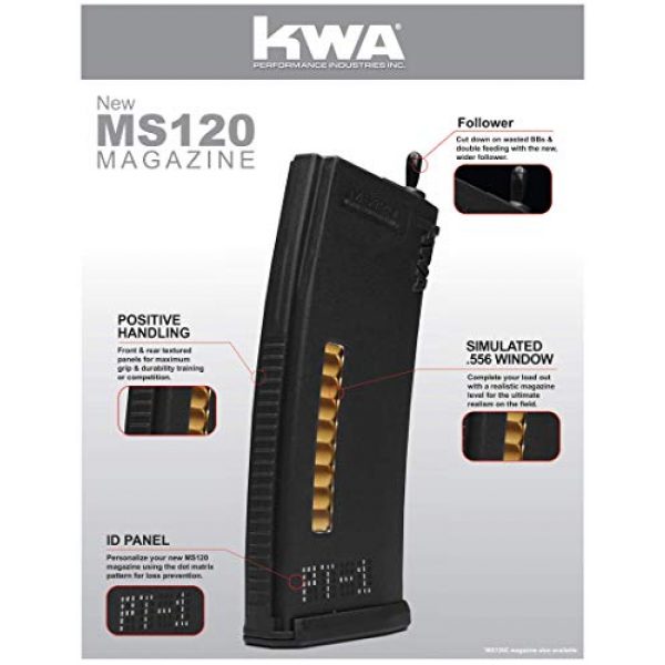 KWA Airsoft Gun Magazine 2 KWA MS120C - Adjustable ERG/AEG2.5/AEG3 Mid-Cap Magazines- 3 Pack