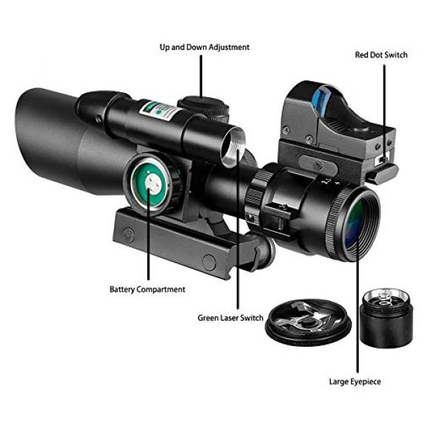 Robin Hunting Rifle Scope 2 Robin Hunting Tactical 2.5-10x40 Rifle Scope Combo with Mini Holographic Red Dot Sight and Weaver Picatinny Rail Mount Adapter