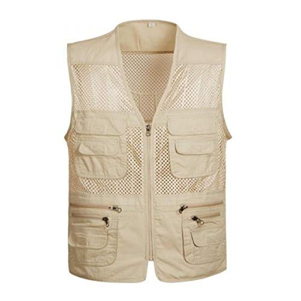 DAFREW Airsoft Tactical Vest 1 DAFREW Men's Vest Outdoor Leisure Fishing Vest Multi-Pocket Vest Breathable mesh Vest (Color : Beige, Size : XL)