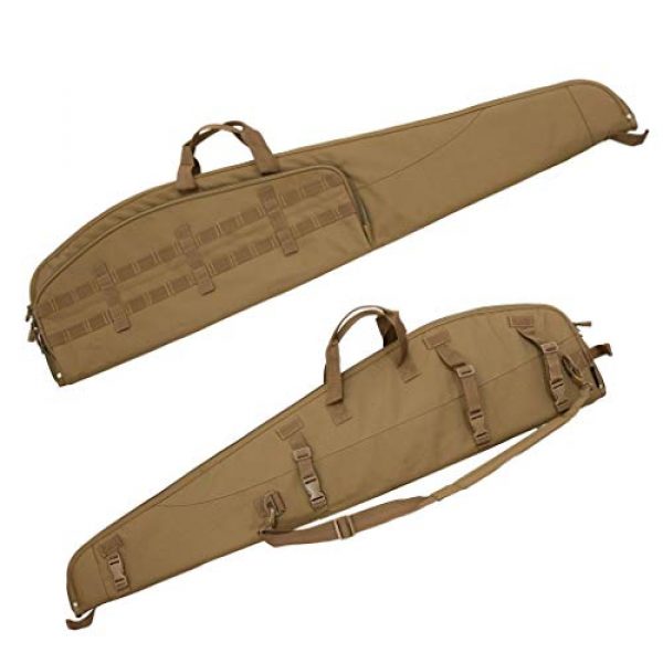 Flying Circle Rifle Case 1 Flying Circle Gear Scoped Rifle Case - MOLLE Compatible - Extra Thick Padding - Locking Zippers on Weapon Compartment - Holds Scoped Rifles up to 47" in Length - 49.5" x 12" x 1.5" [Coyote Brown]