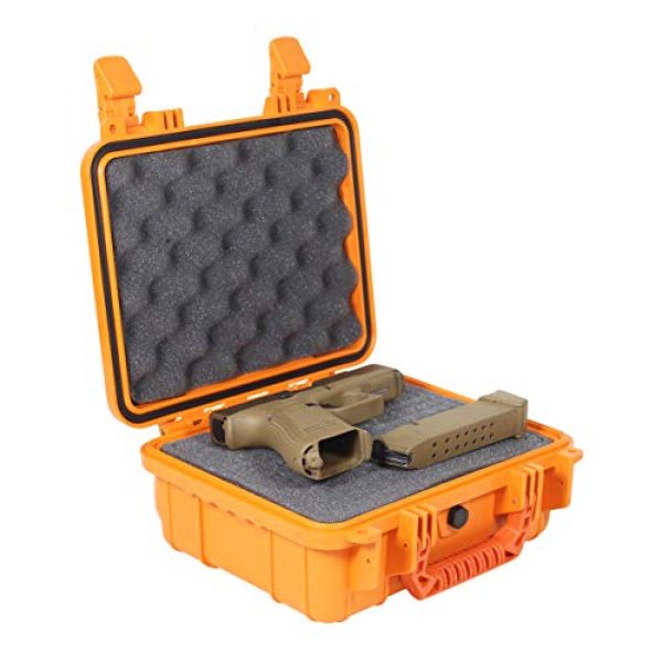 Condition 1 Pistol Case 2 Condition 1 Premium Dual Pistol Hard Case with Foam, Orange | 9" x 7" x 4" | Waterproof Case for Handgun and Mags | Pick and Pluck Foam | TSA Ready