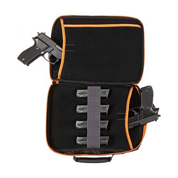 Allen Company Pistol Case 3 Reservoir Attache Pistol Case by Allen, 14 inch, with WaterShield Technology, Waterproof Fabric and Zippers, Holds 2 Oversized Pistols with Optics and Magazines, 2 Zippered Pockets, Gray