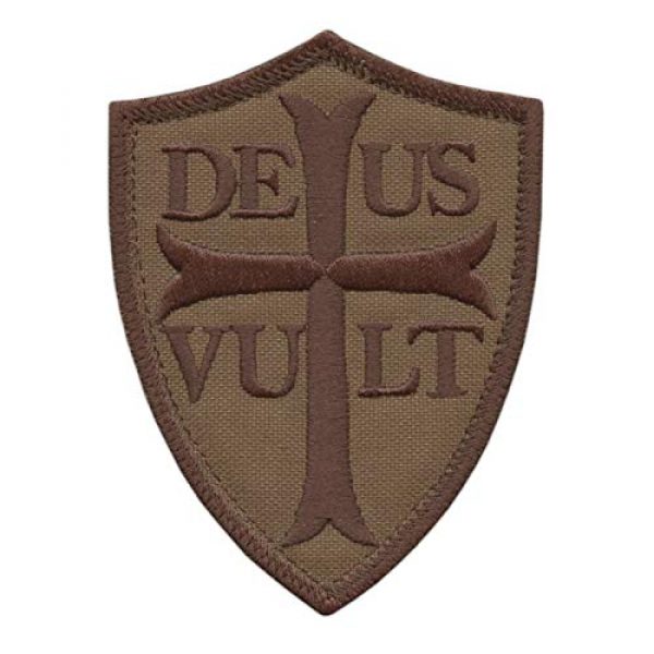 LEGEEON Airsoft Morale Patch 1 LEGEEON Tan Deus Vult Battle Cry Knights Templar Crusader Cross Coyote God Wills It Tactical Morale Fastener Patch