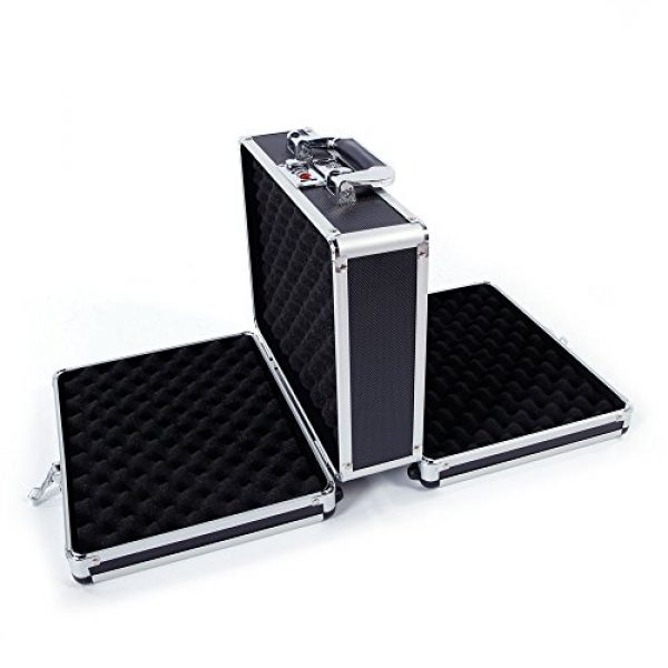 brandless Pistol Case 6 Gun Security Safe Cabinet, Portable Aluminum Framed Gun Lock BoxDual Pistol Firearm and Valuables Safe with 3 Digits Combination Lock, Silver 11.81" x 5.91" x 9.05"