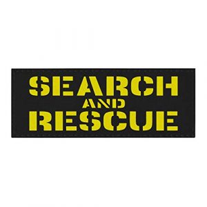 Tactical Freaky Airsoft Morale Patch 1 3x8 Black SAR Search and Rescue Yellow Text Hi Viz High Visibility Reflective at Night Tactical Touch Fastener Patch