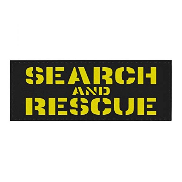 Tactical Freaky Airsoft Morale Patch 1 3x8 Black SAR Search and Rescue Yellow Text Hi Viz High Visibility Reflective at Night Tactical Touch Fastener Patch