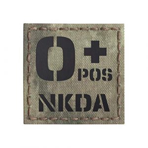 Tactical Freaky Airsoft Morale Patch 1 IR A-TACS AU OPOS NKDA O+ Blood Type 2x2 Arid Tan Tactical Morale Touch Fastener Patch
