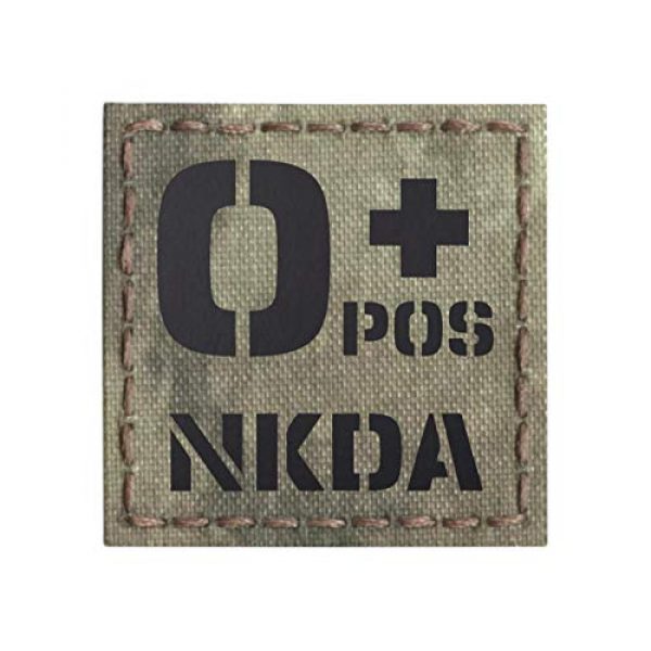 Tactical Freaky Airsoft Morale Patch 1 IR A-TACS AU OPOS NKDA O+ Blood Type 2x2 Arid Tan Tactical Morale Touch Fastener Patch