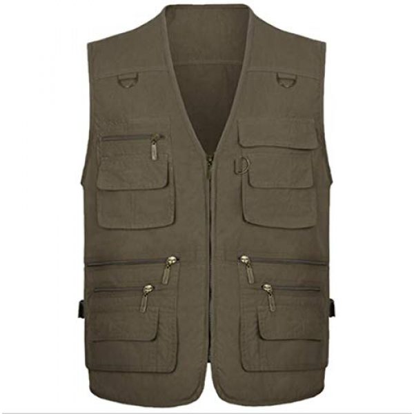 DAFREW Airsoft Tactical Vest 1 DAFREW Men's Vest Spring and Autumn Outdoor Vest Fishing Vest Cotton Custom Multi-Pocket Vest (Color : Deep Khaki, Size : L)