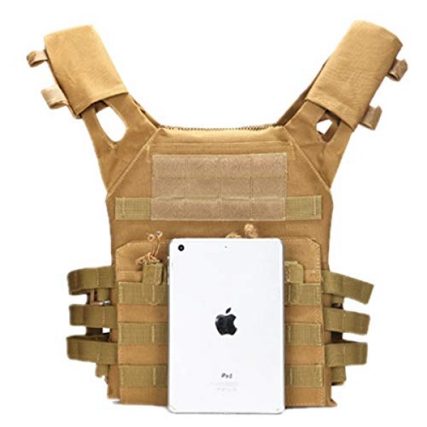 Jipemtra Airsoft Tactical Vest 6 Jipemtra Tactical Airsoft Vest for Kids Outdoor Molle Breathable JPC Vest Game Protective Vest Adjustable Modular Chest Set Vest CS Field Vest Training Vest (Tan #1)