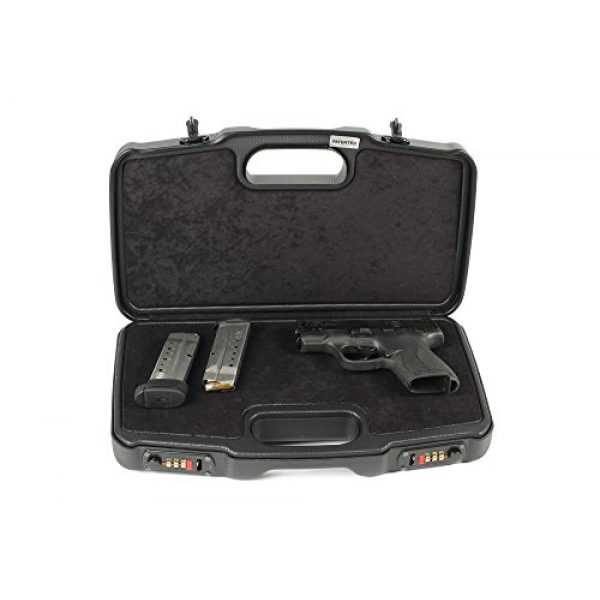 Negrini Cases Pistol Case 1 Negrini Cases 2018TS/4835 Compact Handgun Case for ABS 1 Gun W/Acc/Pluck-n-Pull Die Cut Foam, Black/Black