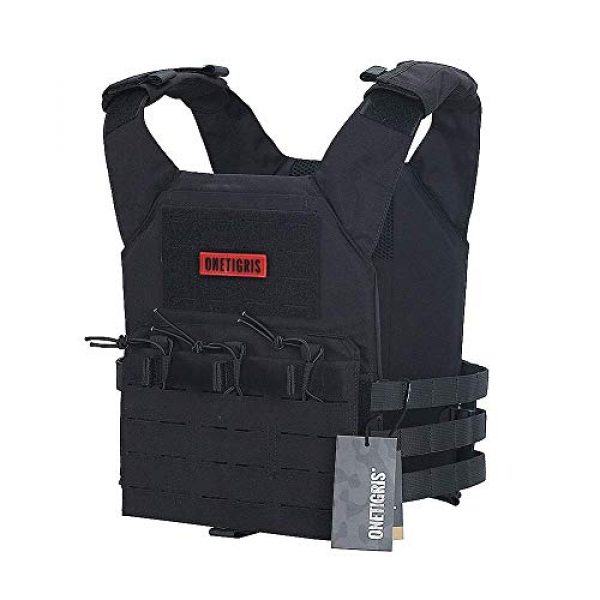 OneTigris Airsoft Tactical Vest 2 OneTigris Black Tactical Vest & Chest Rig Set