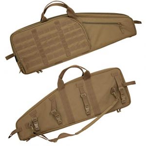Flying Circle Rifle Case 1 Flying Circle Gear Scoped Carbine Case - MOLLE Compatible - Extra Thick Padding - Locking Zippers on Weapon Compartment - Holds Carbine Rifles up to 33.5" in Length - 35" x 12.5" x 2.5" [Coyote Brown]