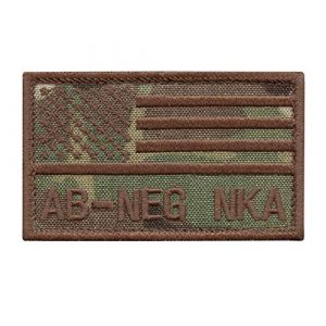LEGEEON Airsoft Morale Patch 1 LEGEEON ABNEG AB NEG Blood Type Multicam OCP USA America Flag NKA NKDA No Known Allergies IFAK Morale Tactical Touch Fastener Patch