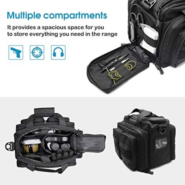 Kosse Pistol Case 3 Kosse Tactical Gun Range Bag, Deluxe Pistol Shooting Range Duffle Bag Large Handguns Magazine Ammo Gear Accessories Pouch for Hunting Shooting Range Sport