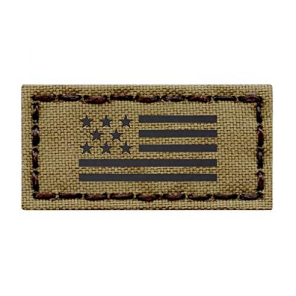 Tactical Freaky Airsoft Morale Patch 1 IR Mini 1x2 Tan Coyote USA Flag Infrared Tactical Morale Fastener Patch