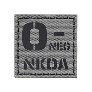 Tactical Freaky Airsoft Morale Patch 1 IR Wolf Gray ONEG NKDA O- Blood Type 2x2 Grey Tactical Morale Fastener Patch