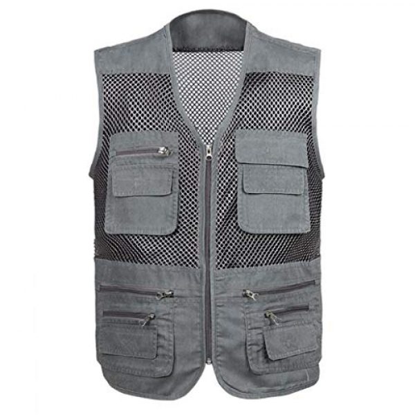 DAFREW Airsoft Tactical Vest 1 DAFREW Mesh Breathable Vest Multi-Function Leisure Fishing Photography Vest Quick-Drying Vest Multi-Pocket Men's Vest (Color : Gray, Size : XL)