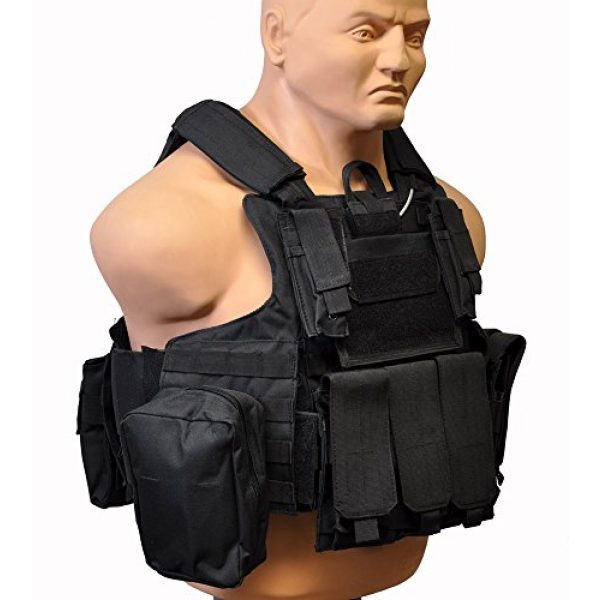 KTW Airsoft Tactical Vest 2 KTW Airsoft Tactical Molle Vest M-XL w/Multiple Pouches (Black)