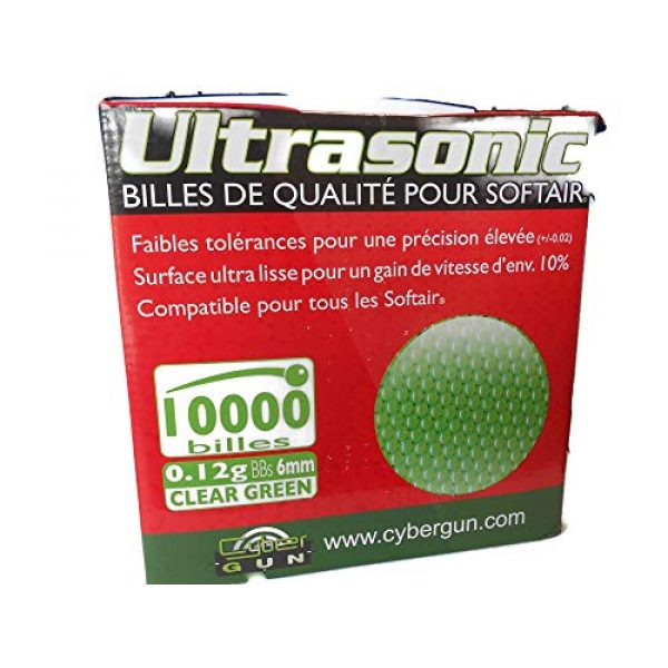 Ultrasonic Airsoft BB 2 Ultrasonic Premuim Grade Airsoft BBs, Clear Green 0.12g/6mm, 10,000 Count