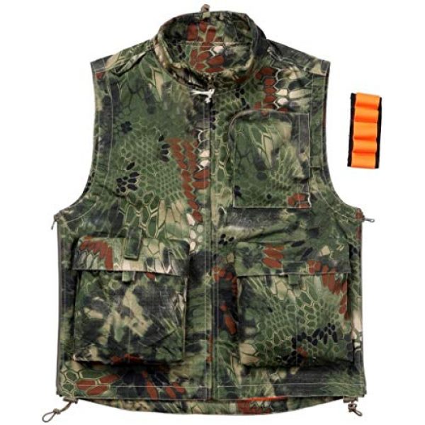 HAOWUTX Airsoft Tactical Vest 1 HAOWUTX Tactical Vest Outdoor Multifunctional Waist Bag for Hunting Photography Airsoft Paintball CS Jacket Camouflage (Color : Green camo, Size : M)