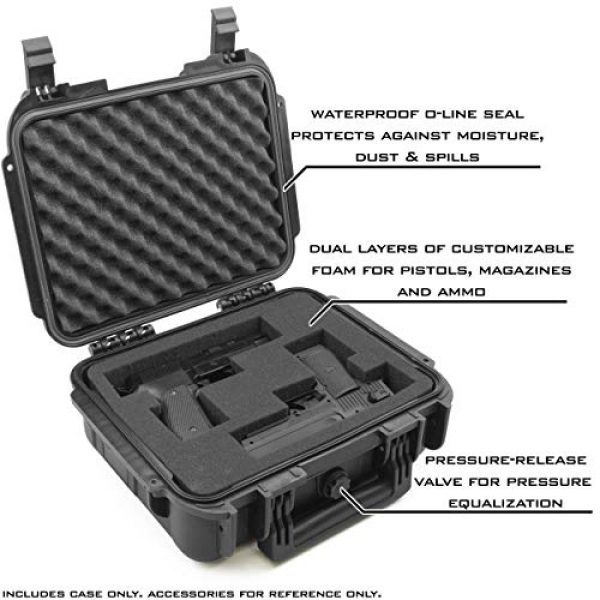 CASEMATIX Pistol Case 4 CASEMATIX 14" Two Gun Hard Case for 2 Handguns - Waterproof & Shockproof 2 Pistol Hard Case, Double Handgun Case with Accessory Storage for Multiple Magazines, Ammo Box and Other Accessories