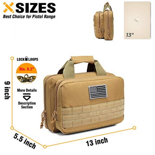 DBTAC Pistol Case 6 DBTAC Gun Range Bag XS | Tactical 1~2 Pistol Bag Firearm Shooting Case with Lockable Zipper for Handguns and Ammo | US Flag Patch + Universal Holster Included