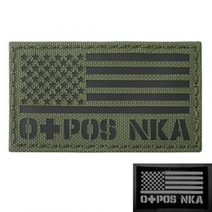 Tactical Freaky Airsoft Morale Patch 1 OD Green Olive Drab Infrared USA Flag OPOS O+ Blood Type NKA NKDA IR Tactical Morale Touch Fastener Patch