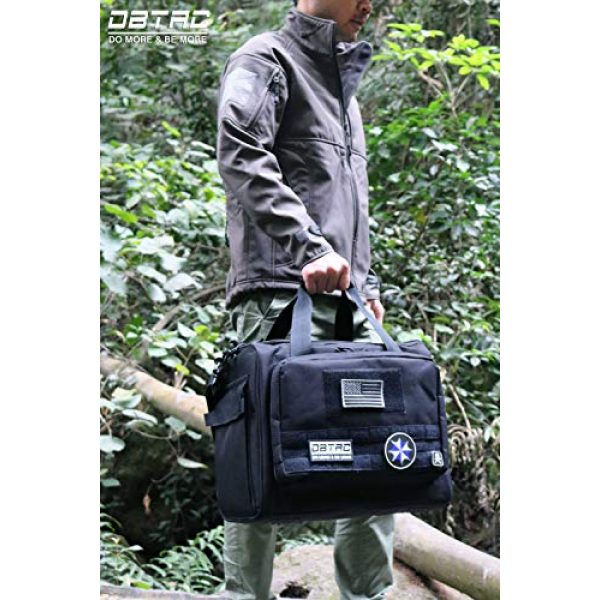 DBTAC Pistol Case 2 DBTAC Gun Range Bag Large | Tactical 4+ Pistol Shooting Range Duffle Bag for Handguns and Ammo with 2X Removable Hook & Loop Divider for DSLR | US Flag Patch + Universal Holster Included