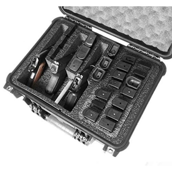 Case Club Pistol Case 6 Case Club 3 Pistol & Accessory & Up to 23 Magazines Pre-Cut Waterproof Case with Silica Gel to Help Prevent Gun Rust (Gen 2)