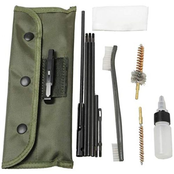 Explorer Cases Rifle Cleaning Kit 6 Explorer 10 Pcs Set Gun Rifle Pistol Cleaning Kit Compact Travel Size Mil-Spec Rods Metal Brush Heads Olive Green Pouch Bag Case Drab Travel Size Maintenance Kit