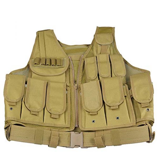 HHFC Airsoft Tactical Vest 4 HHFC Tactical Vest Military Airsoft Vest Adjustable Breathable Combat Training Vest for Outdoor Hunting, Fishing, Army Fans, Survival Game, Combat Training