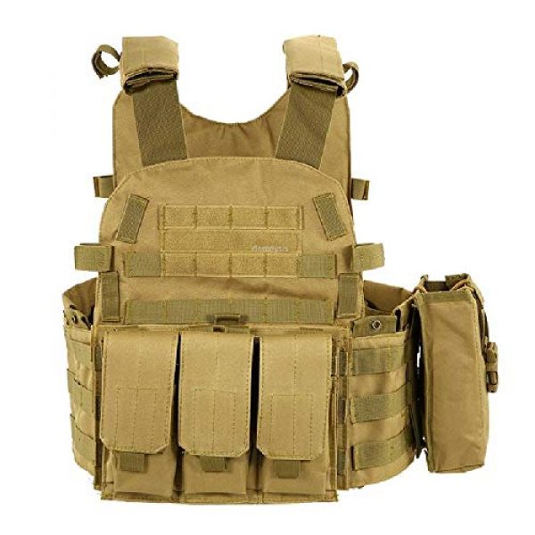 BGJ Airsoft Tactical Vest 2 Tactical Molle Vest Nylon Body Armor Hunting Plate Carrier Airsoft Paintball Vest with Magazine Pouch CS Game Combat Gear