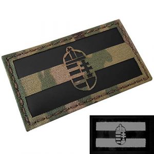 Tactical Freaky Airsoft Morale Patch 1 IR Multicam Hungary Flag Magyarorszg 2x3.5 IFF Infrared Tactical Morale Touch Fastener Patch