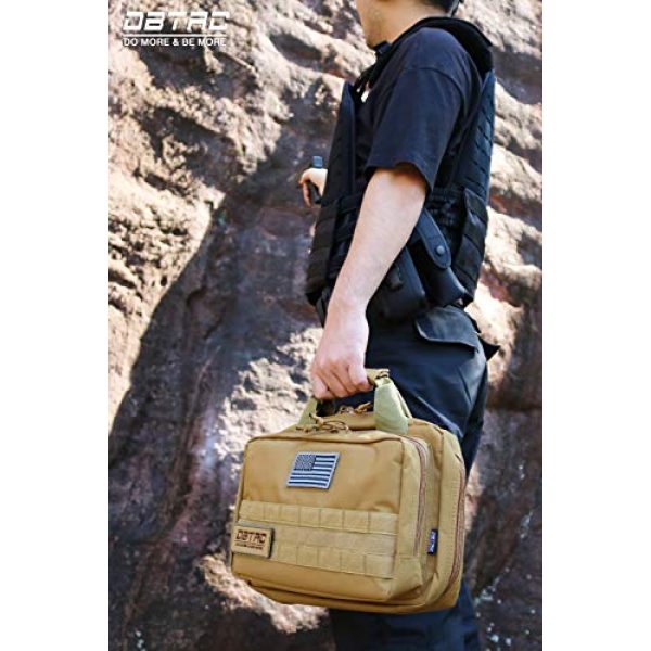 DBTAC Pistol Case 2 DBTAC Gun Range Bag XS | Tactical 1~2 Pistol Bag Firearm Shooting Case with Lockable Zipper for Handguns and Ammo | US Flag Patch + Universal Holster Included