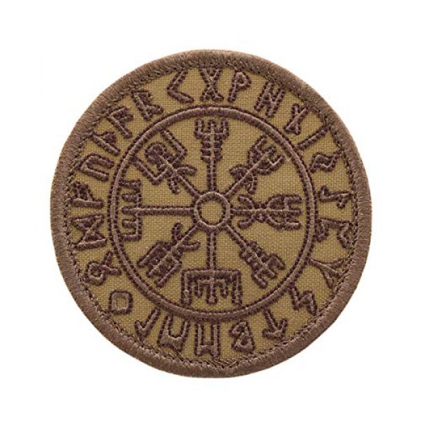 LEGEEON Airsoft Morale Patch 1 LEGEEON Tan Coyote Vegvisir Viking Compass Norse Icelandic Rune Morale Tactical Heathen Pagan Fastener Patch