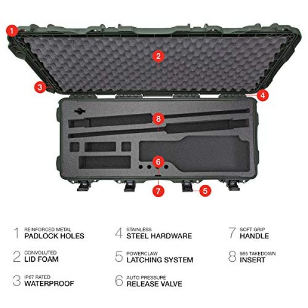 Nanuk Rifle Case 4 Nanuk 985 Waterproof Hard Case with Wheels and Foam Insert for Shotguns - Olive