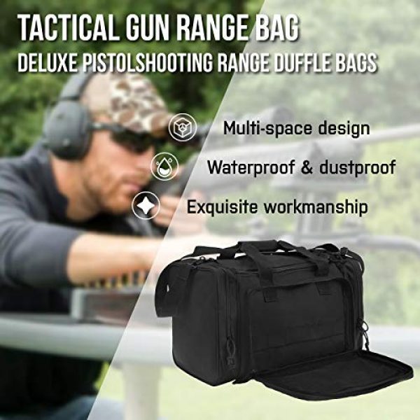 GUAWIN Pistol Case 5 Range Bag Tactical Bag Gun Bag for Handguns Pistol Durable Water Resistant Tactical Duffle Bag with Magazine Gear Accessories Pouch Suitable for Shooting Range, Hunting, Storage and Transport
