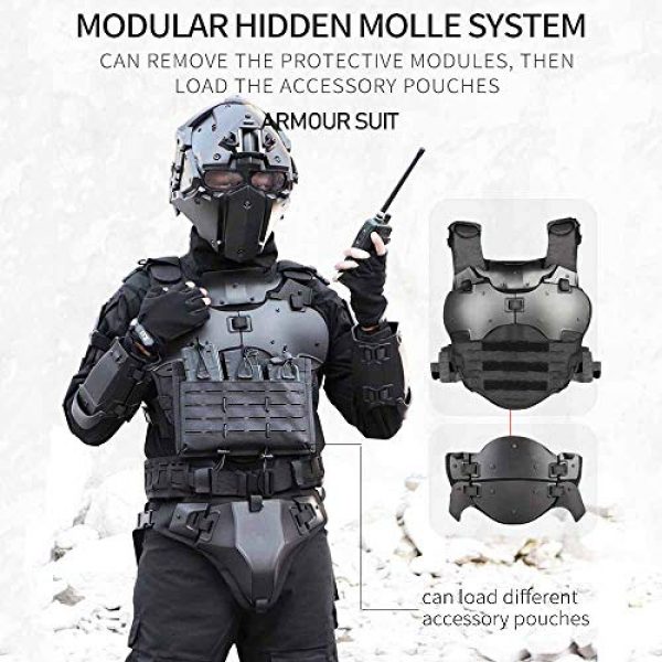 WoSporT Airsoft Tactical Vest 5 Airsoft Vest Body Armor Vests Adjustable Tactical Molle Chest Protector Vest+Elbow+Shoulder+Crotch+Battle Belt Set Paintball Military Combat Training Gear Motorcycle CS Cosplay Movie Costumes
