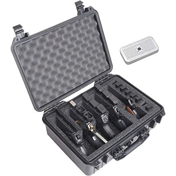 Case Club Pistol Case 1 Case Club 5 Pistol and 20 Magazine Pre-Cut Heavy Duty Waterproof Case with Included Silica Gel Canister to Help Prevent Gun Rust (Upgraded Gen-2)