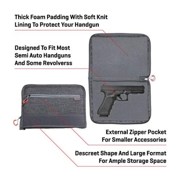 Allen Company Pistol Case 3 Allen Company 11 inch Auto-Fit 2.0 Deluxe Handgun Case, Gray/Red