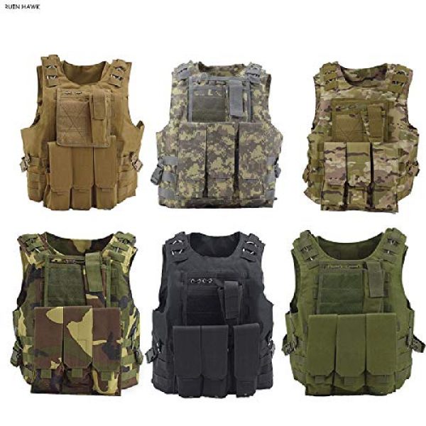 BGJ Airsoft Tactical Vest 3 Military Gear Army Paintball Combat Protective Vest Outdoor Camouflage Tactical Vest for Hunting Airsoft CS Wargame Body Armor