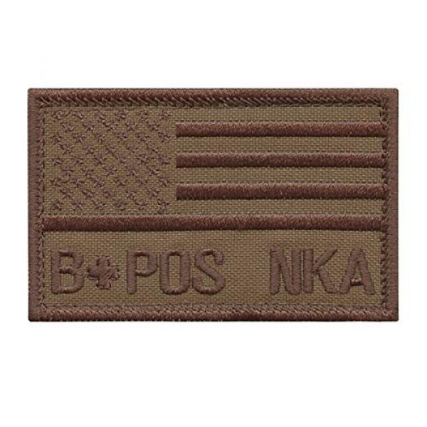 LEGEEON Airsoft Morale Patch 1 LEGEEON BPOS B POS Blood Type Tan Coyote USA America Flag NKA NKDA No Known Allergies IFAK Morale Tactical Fastener Patch