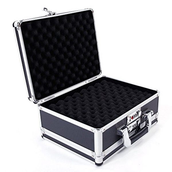 brandless Pistol Case 7 Gun Security Safe Cabinet, Portable Aluminum Framed Gun Lock BoxDual Pistol Firearm and Valuables Safe with 3 Digits Combination Lock, Silver 11.81" x 5.91" x 9.05"