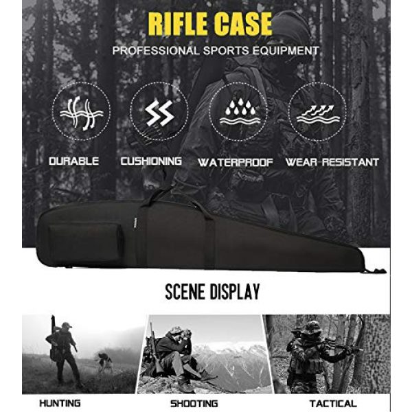 APESNOIC Rifle Case 2 APESNOIC 44/48/52 Inch Rifle Case Extreme Shotgun Case for Scoped Rifles,Waterproof Rifle Bag with Zipper Pocket